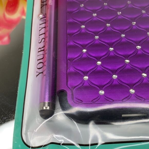 New Purple Galaxy S6 Cell Phone Case and Stylus Pen - Picture 3 of 4